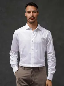 RARE RABBIT Men Comfort Spread Collar Solid Cotton Formal Shirt