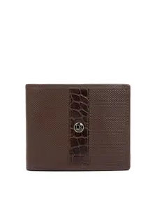Da Milano Men Animal Textured Leather Two Fold Wallet