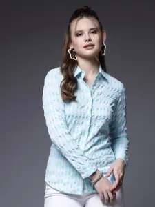 BEING NAUGHTY Women Comfort Gingham Checks Opaque Striped Party Shirt