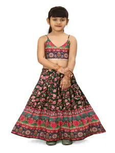 BAESD Girls Printed Foil Print Ready to Wear Lehenga & Blouse With Dupatta