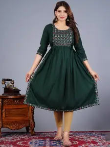 KIAARON Women Ethnic Motifs Embroidered Mirror Work Maternity Kurta