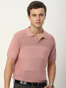 Beyoung Men Striped Polo Collar Pockets T-shirt