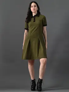 The Roadster Lifestyle Co Shirt Collar A-Line Dress