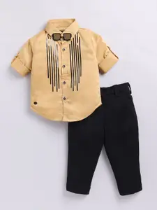 LITTLE COLLARS Boys Embellished Shirt with Trousers