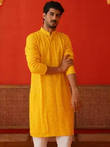 Jompers Men Leheriya Embroidered Sequinned Kurta