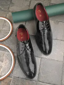 House of Pataudi Men Texture Lace-Ups Formal Derby