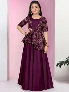 FASHION DREAM Girls Foil Printed Maxi Ethnic Dresses