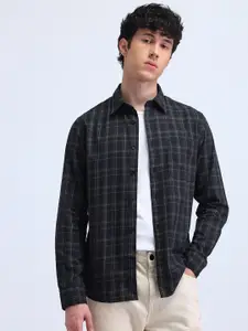 Flying Machine Men Manhattan Spread Collar Tartan Checked Cotton Slim Fit Casual Shirt