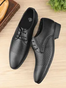 House of Pataudi Men Textured Lace-Ups Formal Derbys