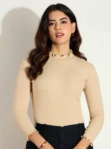 SASSAFRAS Women High Neck Full Sleeve Top