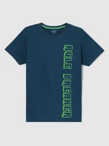 max Boys Typography Printed Round Neck Cotton T-shirt