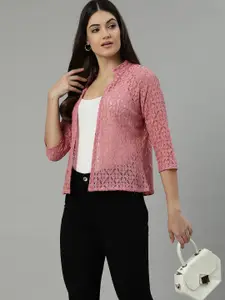 UnaOne Floral Embroidered Cotton Lace Open Front Shrug