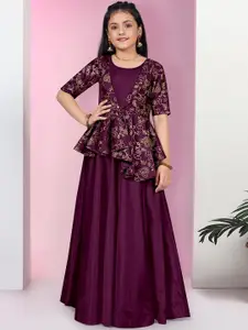 BAESD Girls Cotton Ethnic Motifs Printed Maxi Length Ethnic Dresses