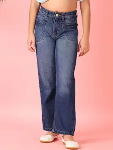 V-Mart Girls Straight Fit Low Distress Light Fade Stretchable Jeans