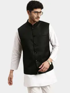 BAESD Mandarin Collar Satin Nehru Jacket