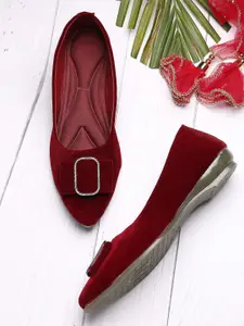 NATSHUZ Women Colourblocked Pointed Toe Slip-on Ballerinas Flats