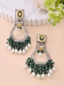 Voylla Silver-Plated Contemporary Drop Earrings