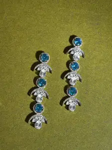Voylla Before Sunrise Lana Rhodium Plated Stones Studded Contemporary Drop Earrings