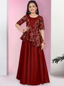 FASHION DREAM Girls Floral Printed Maxi Length Ethnic Dress