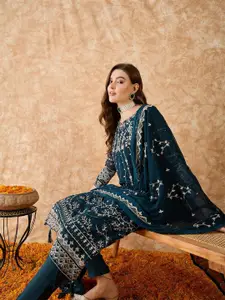 Sangria Floral Embroidered Zari Silk Georgette Unstitched Dress Material