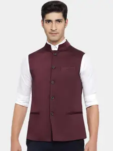 BAESD Mandarin Collar Satin Nehru Jacket