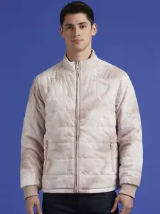 Pepe Jeans Men Mock Collar Abstract Printed Casual Padded Jacket