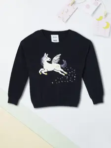 max Girls Pure Cotton Printed Round Neck Sweater Vest