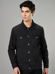 SF JEANS by Pantaloons Men Spread Collar Washed Solid Cotton Casual Denim Jacket