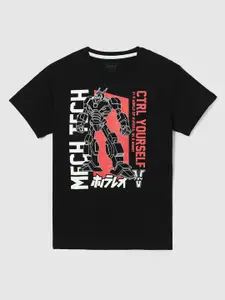 max Boys Typography Printed Round Neck Cotton T-shirt