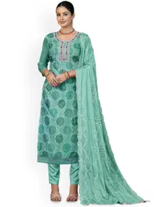 Maroosh Geometric Embroidered Organza Unstitched Dress Material