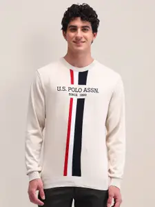 U.S. Polo Assn. Men Long Sleeves Brand Logo Printed Pullover Sweater