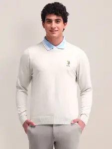 U.S. Polo Assn. Men Solid  Long Sleeves Round Neck Sweaters Pullover