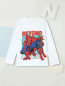 max Boys Spiderman Graphic Printed Round Neck Cotton T-shirt