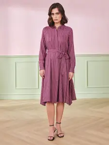 AND Women Striped Shirt Midi Dress