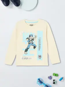 max Boys Graphic Printed Round Neck Cotton T-shirt
