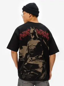 The Souled Store Men Batman Graphic Printed Round Neck Cotton Oversized T-shirt