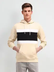 Arrow Sport Men Cotton Colourblocked Hooded Pullover Casual Sweatshirt