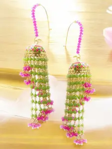 OOMPH Meenakari Kundan Studded Dome Shaped Jhumkas