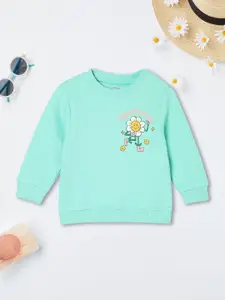 max Girls Printed Round Neck Pullover Sweatshirt