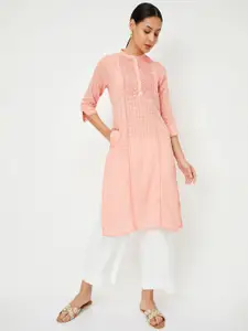 max Yoke Design Thread Work Straight Kurta