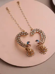 PANASH Gold Plated Kundan Contemporary Jhumkas Earrings