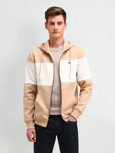 Arrow Sport Men Colourblocked Hooded Sweatshirt