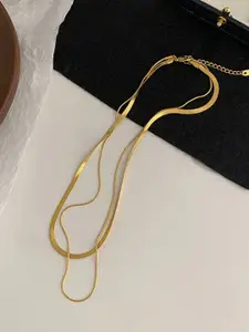 MYKI Gold-Plated Stainless Steel Layered Statement Necklace