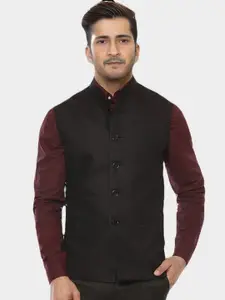 BAESD Mandarin Collar Satin Nehru Jacket