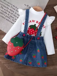 INCLUD Girls Printed T-shirt with Skirt Clothing Set