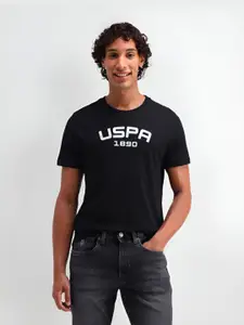 U.S. Polo Assn. Denim Co. Men Typography Printed Round Neck Cotton Slim Fit T-shirt