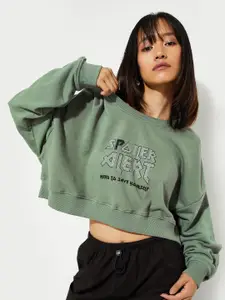 Max Urb_N Women Printed Boxy Cropped Sweatshirt