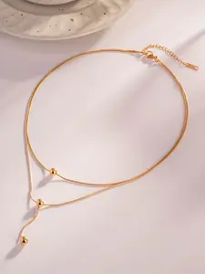 MYKI Gold-Plated Stainless Steel Elegant Double Layer Spherical Statement Necklace
