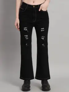 BAESD Women Flared High-Rise Mildly Distressed Stretchable High Rise Jeans