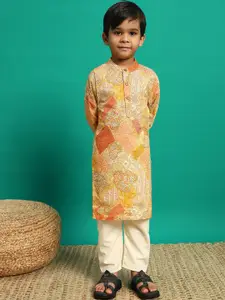 Readiprint Boys Floral Printed Regular Pure Cotton Straight Kurta with Pyjamas